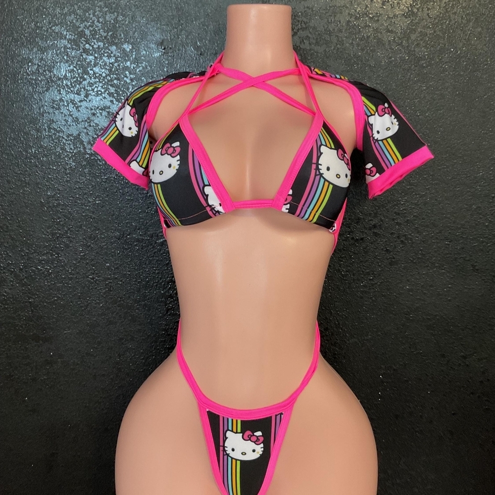 Hello Kitty Black and Pink Bikini Set